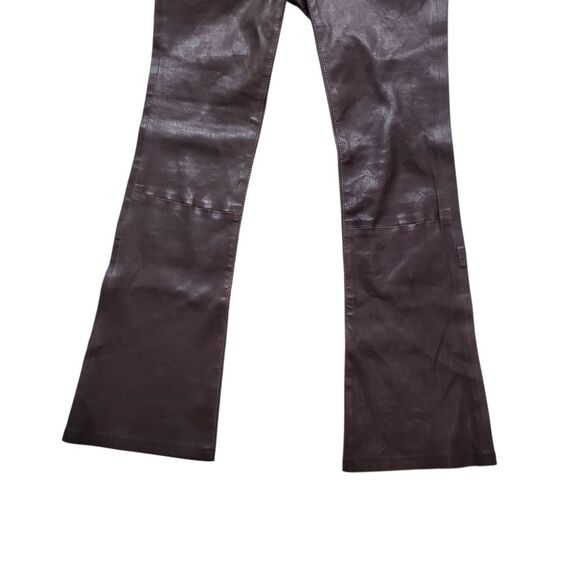 Frame Le Crop Mini Boot 23 Genuine Lamb Leather Mid Rise Pants Dark Brown - Picture 13 of 15